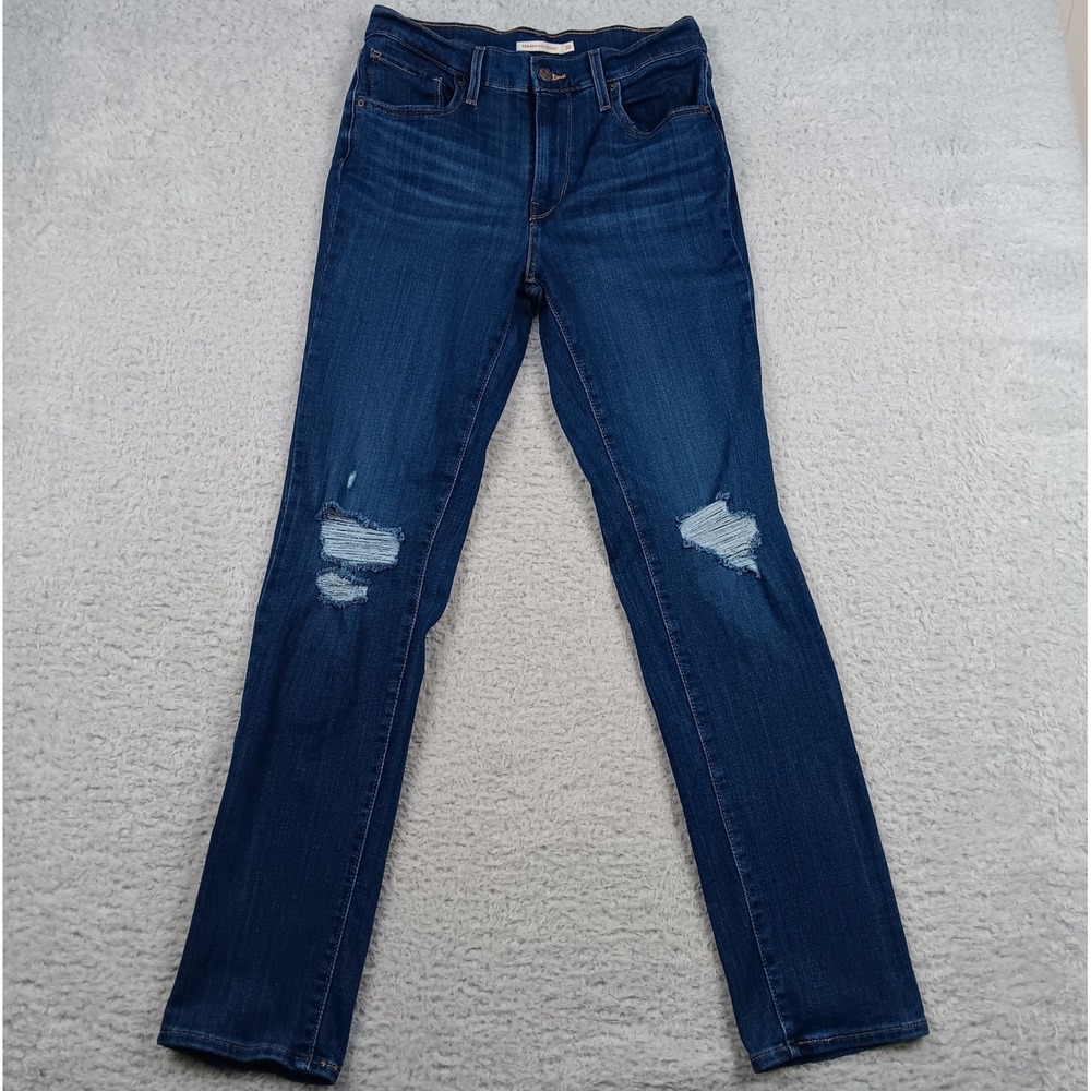 Levi's Jeans 724 High Rise Straight Women 30 Dark Wash Distressed 18883-0181